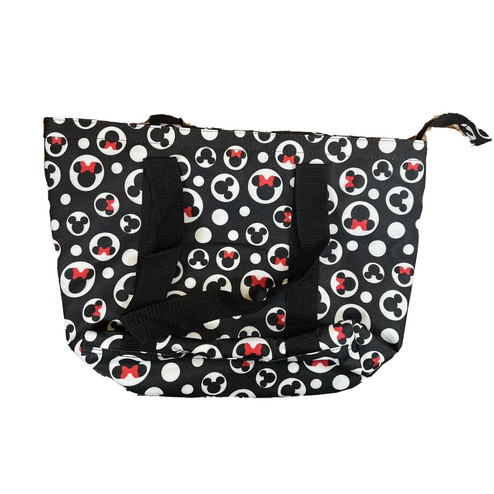 Disney Minnie Mouse Handbag Black Tote Bag Zippered Travel Mickey Mouse